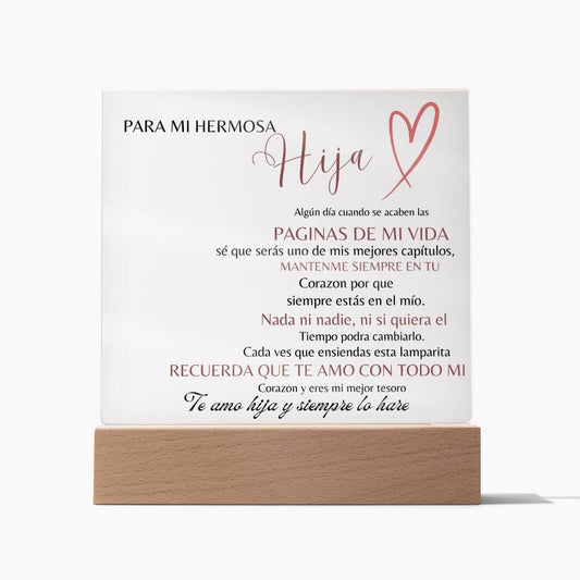 Lampara con Mensaje de Amor para Hija - Eres mi Mayor Tesoro